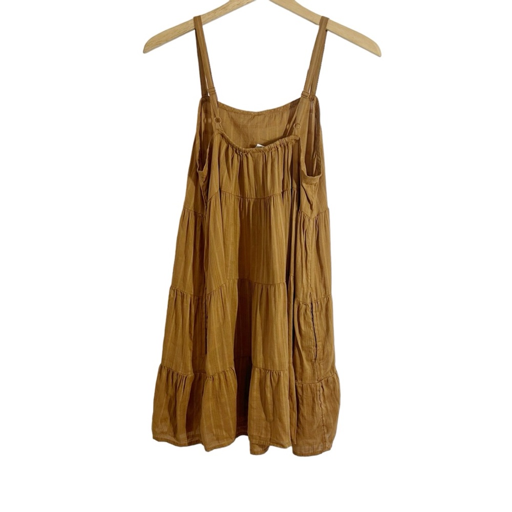 Old Navy Coin Toss Brown Striped Tiered Swing Dress, Petite Size Medium - Picture 3 of 12